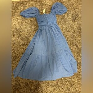 Abercrombie & Fitch Blue Pleated Midi Dress for Weddings